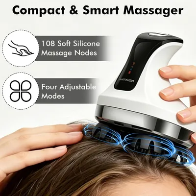 Productafbeelding van Elektrisch hoofdhuidmassageapparaat, draadloos, IPX7, hoofdmassageapparaat met 108 massageknopen, 4 modi