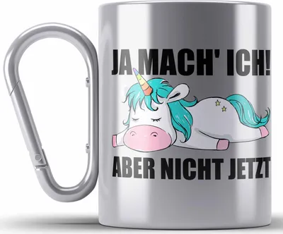 Produktbild von Trendation - Lustige Edelstahl Tasse Karabiner mit Spruch Einhorn Mitarbeiter Arbeitskollege Geschenk Kollegin (Silber)