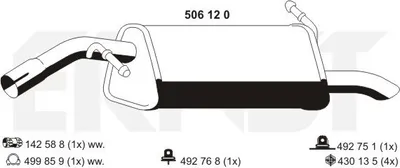 Produktbild von ERNST 506120 Endschalldämpfer passend für PEUGEOT 207 (WA, WC) Auspuff