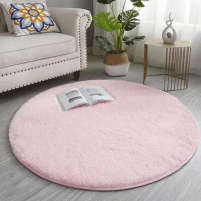Zdjęcie produktu dla Dywan okrągły, gęsty, puszysty, miękki, różowy, średnica 120 cm