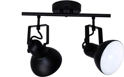 Produktbild von Deckenstrahler DALLAS Schwarz Retro Metall verstellbar schwenkbar 2x E14 Spot Wohnzimmer
