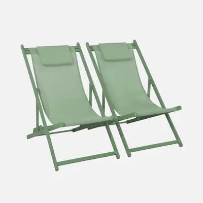 Immagine prodotto di Set 2 sedie sdraio in alluminio textilene multiposizione, Verde