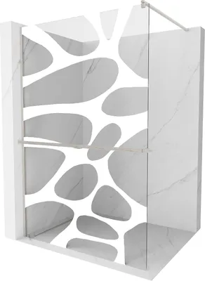 Image de Mexen Kioto+ paroi de douche avec étagère Walk-in 70 x 200 cm, motif blanc, nickel brossé - 800-070-121-97-97