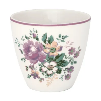 Produktbild von Greengate Latte Cup MARIE DUSTY ROSE Rosa mit BLUMEN Kaffeebecher 300 ml
