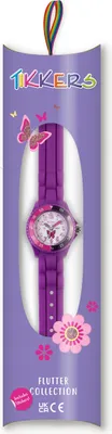 Immagine prodotto di Tikkers Ragazze Viola Cinturino in Silicone Farfalla Tempo Orologio Insegnante TK0041
