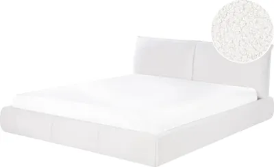 Produktbild von BELIANI Wasserbett Weiß aus Bouclé 180 x 200 cm mit Matratze Zubehör Gepolstertes Hohes Kopfteil Modern Bequem Schlafzimmer Ausstattung Möbel