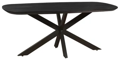 Produktbild von Dorrio Esstisch dänisch oval 200 x 100 cm Mangoholz Schwarz mit Schweizer Kante
