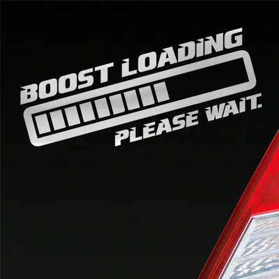 Produktbild von Auto Aufkleber Boost Loading Please Wait Tuning 15x5 cm Silber Sticker Heckscheibenaufkleber