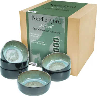 Produktbild von CreaTable, 21559, Nordic Fjord Green, Müslischalen 6-tlg, Steinzeug