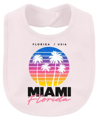 Obrázek produktu pro Miami, Florida, palmy, západ slunce, retro, 80. léta, vintage, synthwave, dětská zástěrka, růžová