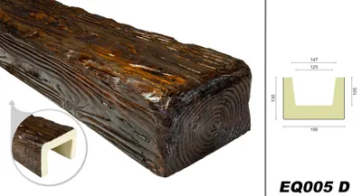 Produktbild von DECO WOOD Deckenbalken rustikal aus Polyurethane, 2m Länge, PolyurethanBalken Holzoptik (dunkelbraun - 19x13cm) Innendeko Zierelement Dekorbalken