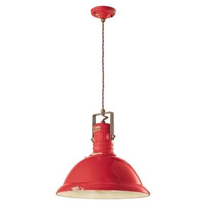Produktbild von Ferroluce Industrial Hängelampe 40cm Hellrot Rund
