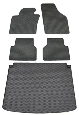 Rigum Gummi Fußmatten + Kofferraumwanne im Set für VW Tiguan 1 5N, schwarz