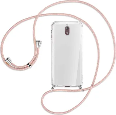 Produktbild von Handykette Backcover-Schutzhülle mit Band (Metall silberfarben) für Nokia 3.1 - roségold