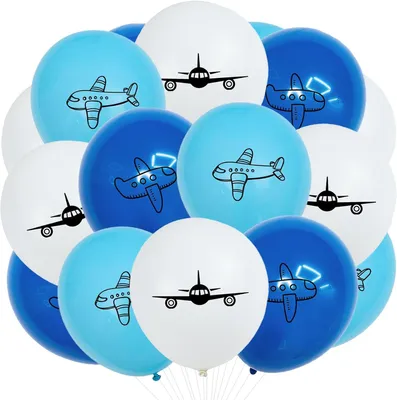 Productafbeelding van Vliegtuigballonnen - Set van 18 - 30 cm - Heliumballonnen - Verjaardag - Vliegtuig - Decoratie - Ballonnen - Luchtballon