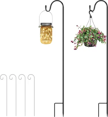 Imagen del producto de Ganchos para macetas, 2 unidades, 100 cm, soporte ajustable para macetas y comederos para pájaros, ganchos para plantas, iluminación para jardín, cestas para plantas