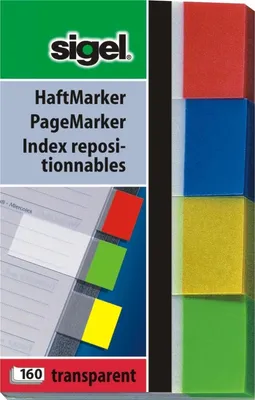Produktbild von Haftmarker 20x50mm 4x40 Streifen grün gelb blau rot Packung mit 10 Stück