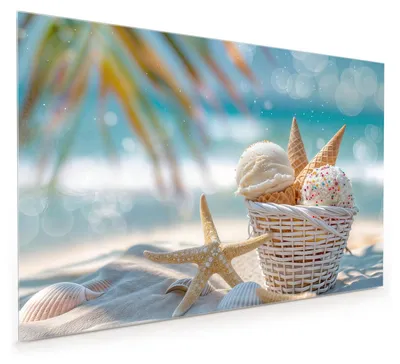 Produktbild von Küchenrückwand Spritzschutz Glas mit Motiv Sommer Eiskörbchen 40 x 40 cm
