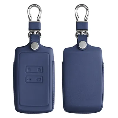 Produktbild von kwmobile Autoschlüssel Hülle kompatibel mit Renault 4-Tasten Smartkey Autoschlüssel (nur Keyless Go) - Leder Schutzhülle Schlüsselhülle Dunkelblau