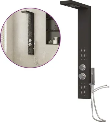 Produktbild von vidaXL Duschpaneel-System Aluminium Schwarz