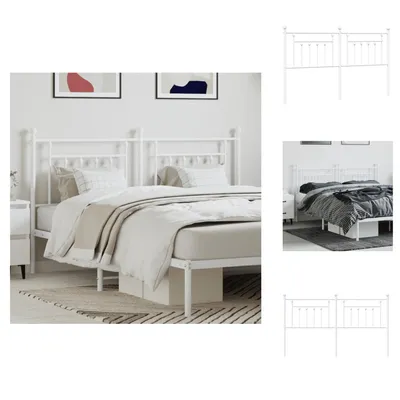Image de vidaXL Tête de lit en métal blanc 160 cm - Tête & Pieds de lit