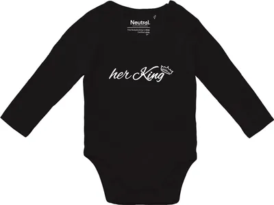 Produktbild von Huuraa Baby Body her King Krone 74 Black  Baumwolle Fairtrade Langarmbody Geschenkidee