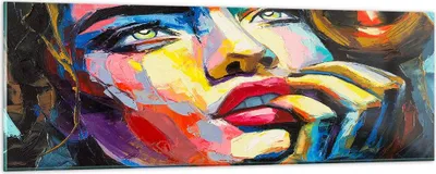 Produktbild von Bilder auf glas - Mädchen Gesicht - 90x30cm - Glasbilder - Wandbilder - Kunstdruck - zum Aufhängen bereit - Wanddekoration aus Glas - Glas Bilder - Wandbild auf Glas - Einteilig - GAB90x30-3456