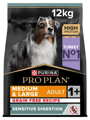 Productafbeelding van Purina Pro Plan Medium & Large Adult, graanvrij, voor volwassen honden, met kalkoen, 12 kg