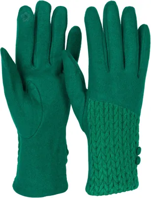 Produktbild von styleBREAKER Damen Touchscreen Handschuhe Einfarbig mit Zopfmuster und Knöpfen, warme Fingerhandschuhe, Winter 09010041