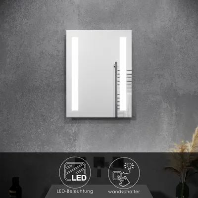 Obrázok produktu pre SUNXURY Nástenný spínač kúpeľňové nástenné zrkadlo studená biela IP44 energeticky úsporné kúpeľňové zrkadlo s LED osvetlením 45 x 60 cm