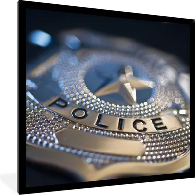 Produktbild von MuchoWow® Gerahmtes Poster Polizeiabzeichen 40x40 cm - Poster mit Schwarzem Bilderrahmen Wandposter Rahmen Foto Bilder - Mit Rahmen - Wanddekoration Schlafzimmer