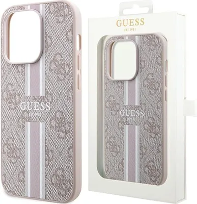 Produktbild von Guess GUHMP15LP4RPSP iPhone 15 Pro 6.1" pink hardcase 4G Printed Stripes MagSafe Schutzhülle