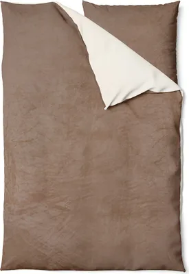 Produktbild von Winter Bettwäsche Teddy Plüsch 155x220 + 80x80 Bettbezug Cashmere Touch Nicki Uni / Wende Nougat Natur