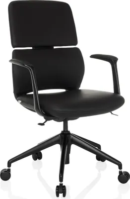 Obrázok produktu pre hjh OFFICE Profesionálna kancelárska stolička ATMOS DESIGNER Ergonomická kancelárska stolička s podrúčkami z umelej kože čierna Otočná stolička do kancelárie, domácnosti