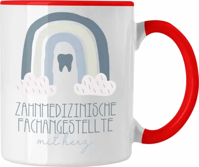 Produktbild von Trendation - Zahnmedizinische Fachangestellte Tasse Geschenk Danke Kaffeetassse Geschenkidee für Zahnmedizinische Fachangestellte mit Herz Spruch (Rot)