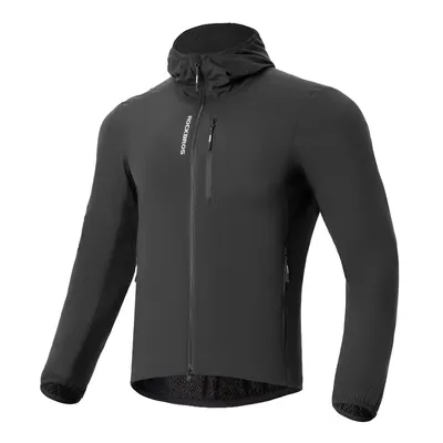 Produktbild von ROCKBROS Herren Fahrradjacke Warm Winddicht Taschen Regenjacke Wasserabweisend Windjacke für Radfahren MTB Laufen Schwarz L