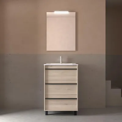 Immagine prodotto di Salgar mobili da bagno ATTILA 600 3 cassetti NATURALE + lavabo