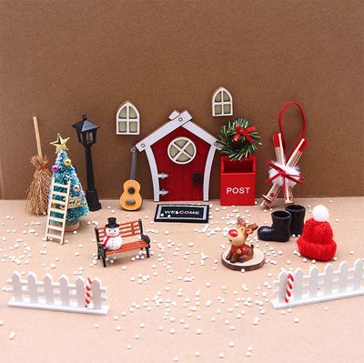 24Stk Wichteltür Set ,Wichteltür Zubehör Weihnachten,Weihnachtswichtel Tür Holz,Miniaturwichtel Zubehör Tür,Wichtel Zubehör Weihnachten für Kinder,Tisch, Garten,Outdoor