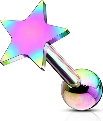 Produktbild von Helix & Tragus Ohr Piercing „Stern“ Regenbogen