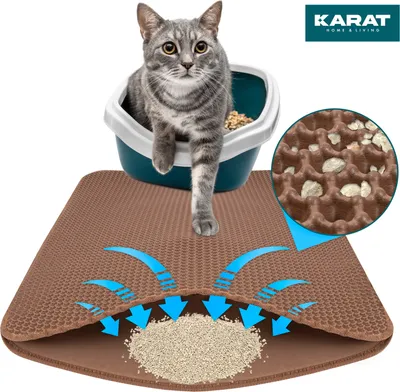 Image de Tapis de litière pour chats Charly Design double couche en nid d'abeille 76 x 61 cm Marron