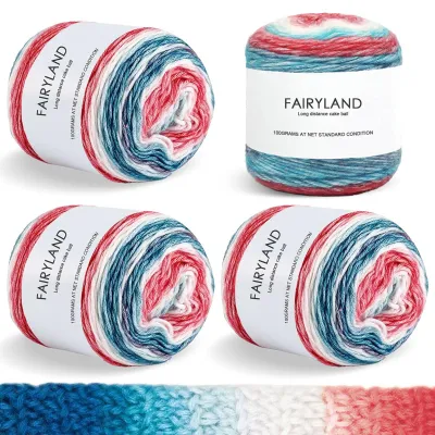 Farbverlaufsgarn 4x100g, Baumwollmix, Häkel- und Strickgarn