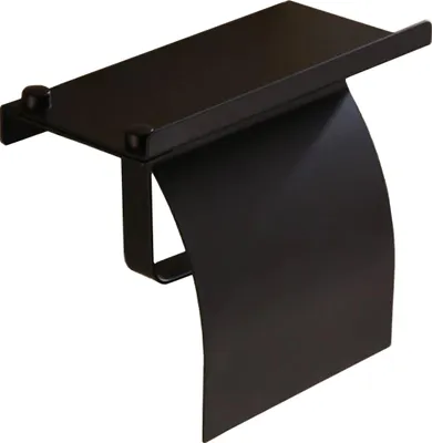 Immagine prodotto di QUVIO Portarotolo con ripiano per telefono in acciaio - Portarotolo - Portarotolo - Nero