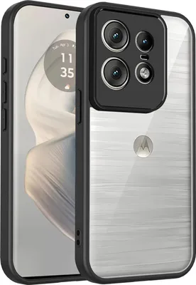 Produktbild von Hülle für Motorola Edge 50 Pro Transparente Rückseite TPU Bumper Stoßfest Handyhülle Schwarz