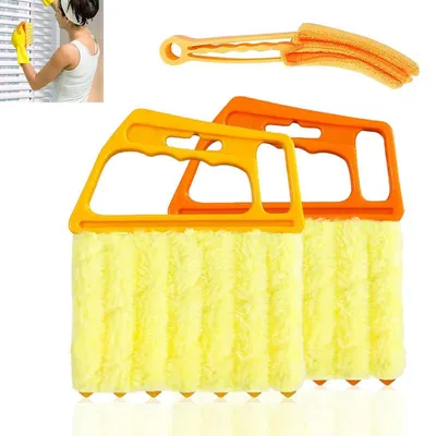 Produktbild von Mikrofaser Jalousien Bürste 3-teilig Staubreiniger 7 Lamellen Reinigung ergonomischer Griff wiederverwendbar für Haushalt Büro Auto