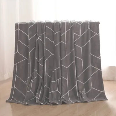 Produktbild von Kuscheldecke Geometrisch Grau Tagesdecke Kuschelig Flauschig Couch Sofa Decke, Größe:150x200 cm