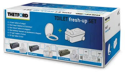 Produktbild von Fresh-up Set für mobile Campingtoiletten mit Griff und Rädern