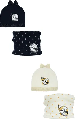 Produktbild von Minnie Mouse Mädchen Kinder Winter Set 2 tlg. Mütze und Schal , Farbe:Weiß, Größe:52