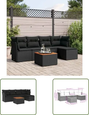 Produktbild von The Living Store 6-tlg. Garten-Sofagarnitur mit Kissen Schwarz Poly Rattan