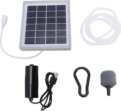 Produktbild von Solar Teich Oxygenator 10W Tragbare USB-Schnittstelle Geräuscharmes Solar Aquarium Oxygenator für Outdoor Grau