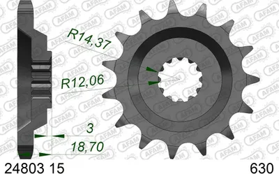 Produktbild von AFAM Standard Stahlritzel vorne 24803 - 630